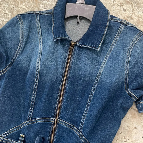 SUKISO WOMEN'S NAVY KIRA SHORT SLEEVED DENIM JUMPSUIT OVERALL SIZE SMALL - Picture 5 of 17